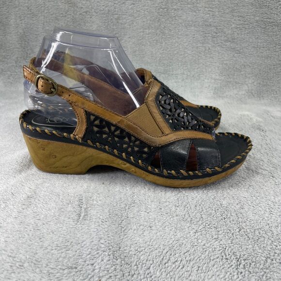 Ariat Sandals Womens Size 9B Del Ray Leather Wood Heels Black Brown 10007643 - Picture 4 of 16